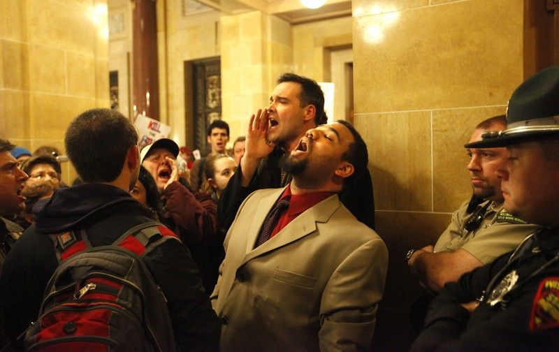 C.J. Terrell, Jason Kempen, protesters